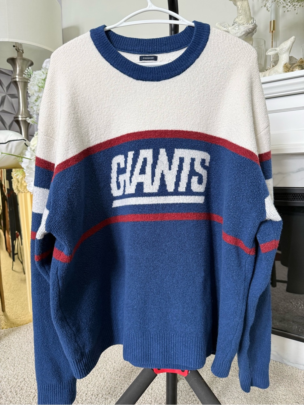 Abercrombie & Fitch NFL NY Giants Oversized Knit Crew Sweater - Men's Large